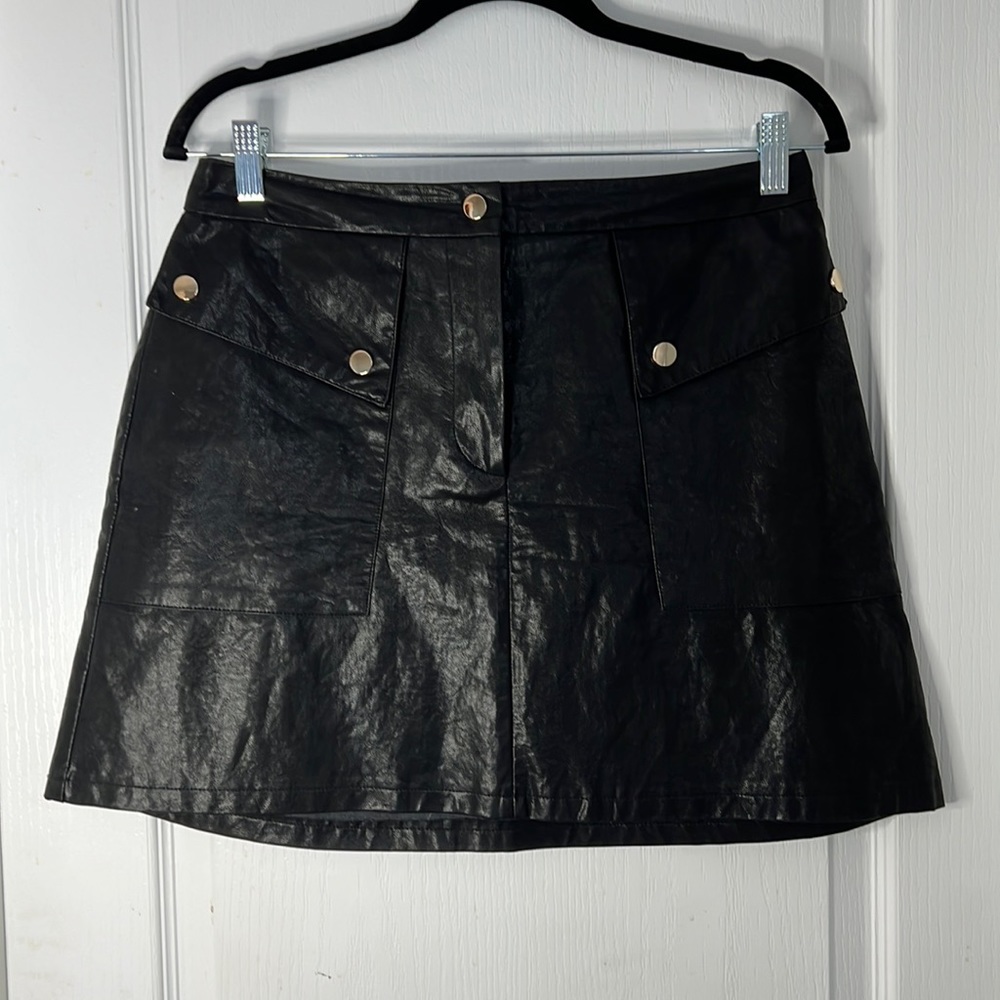 Faux leather mini a-line skirt